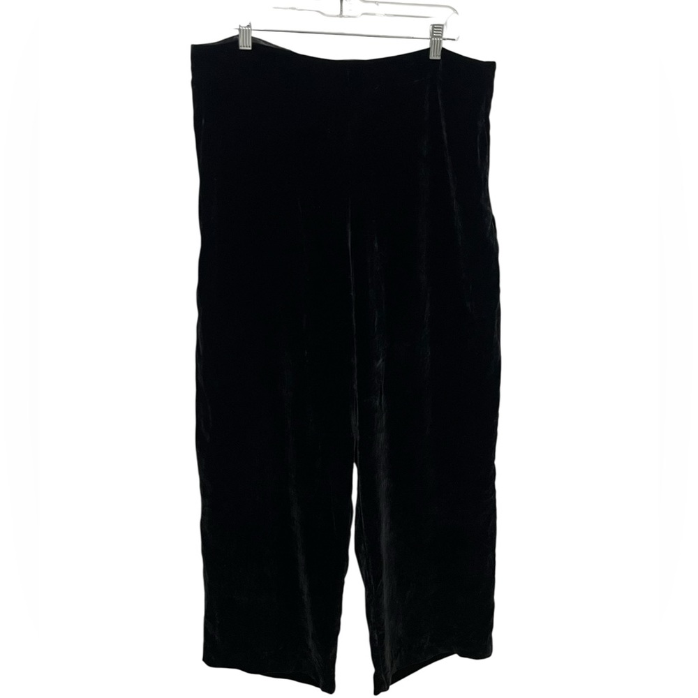 PERUVIAN CONNECTION BLACK VELVET SILK BLEND WIDE LEG PANT VERY GOOD COND SIZE 16